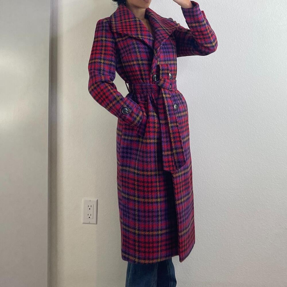 Red and Purple Plaid Coat - Picture 2 of 5